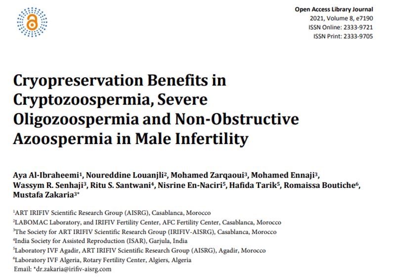 Cryopreservation Benefits in Cryptozoospermia, Severe Oligozoospermia and Non-Obstructive Azoospermia