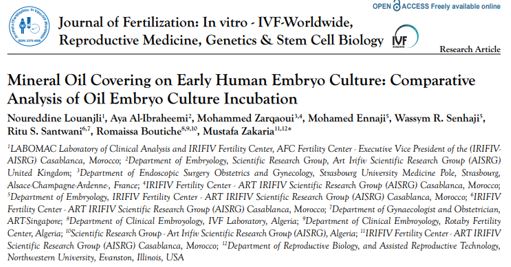 Mineral Oil Covering on Early Human Embryo Culture: Comparative Analysis of Oil Embryo Culture Incubation