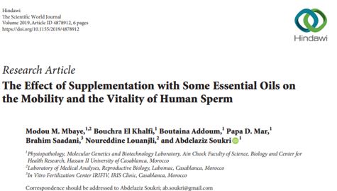 Effect of Eucalyptus globulus Essential Oil Supplementation on Advanced Motility Parameters and DNA Integrity of Human Sperm