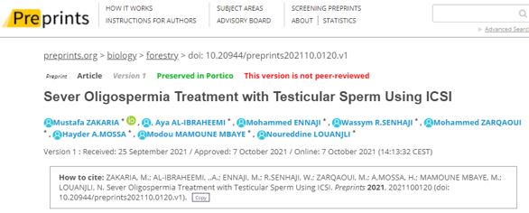 Severe Oligospermia Treatment with Testicular Sperm Using ICSI